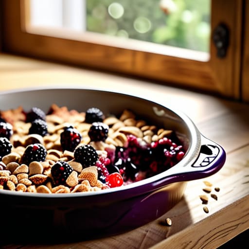 Freshly baked One-Pan Berry Crumble dessert.