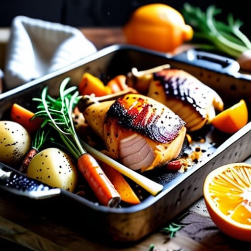 Roasted Chicken Thighs and Root Veggies.