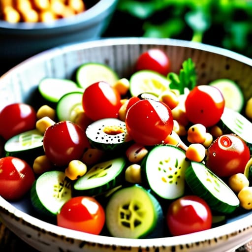 Fresh Mediterranean Chickpea Salad with vegetables.