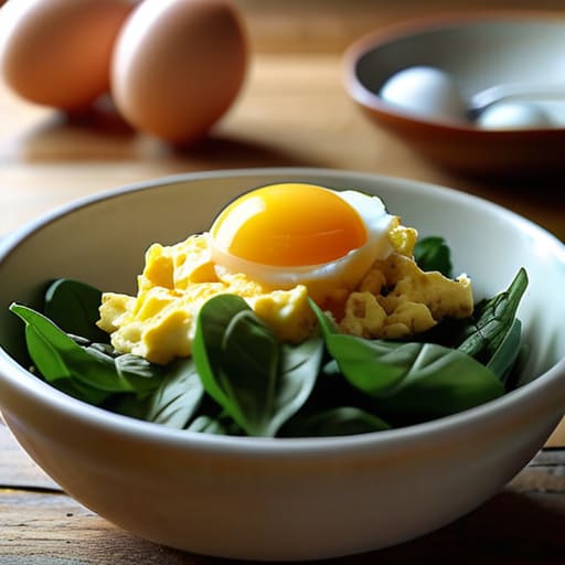 Savory Breakfast Scramble with spinach.
