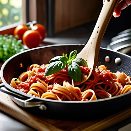 Creamy One-Pot Pantry Pasta with tomato broth.