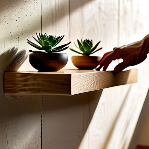 Finishing the job by installing wooden shelves.